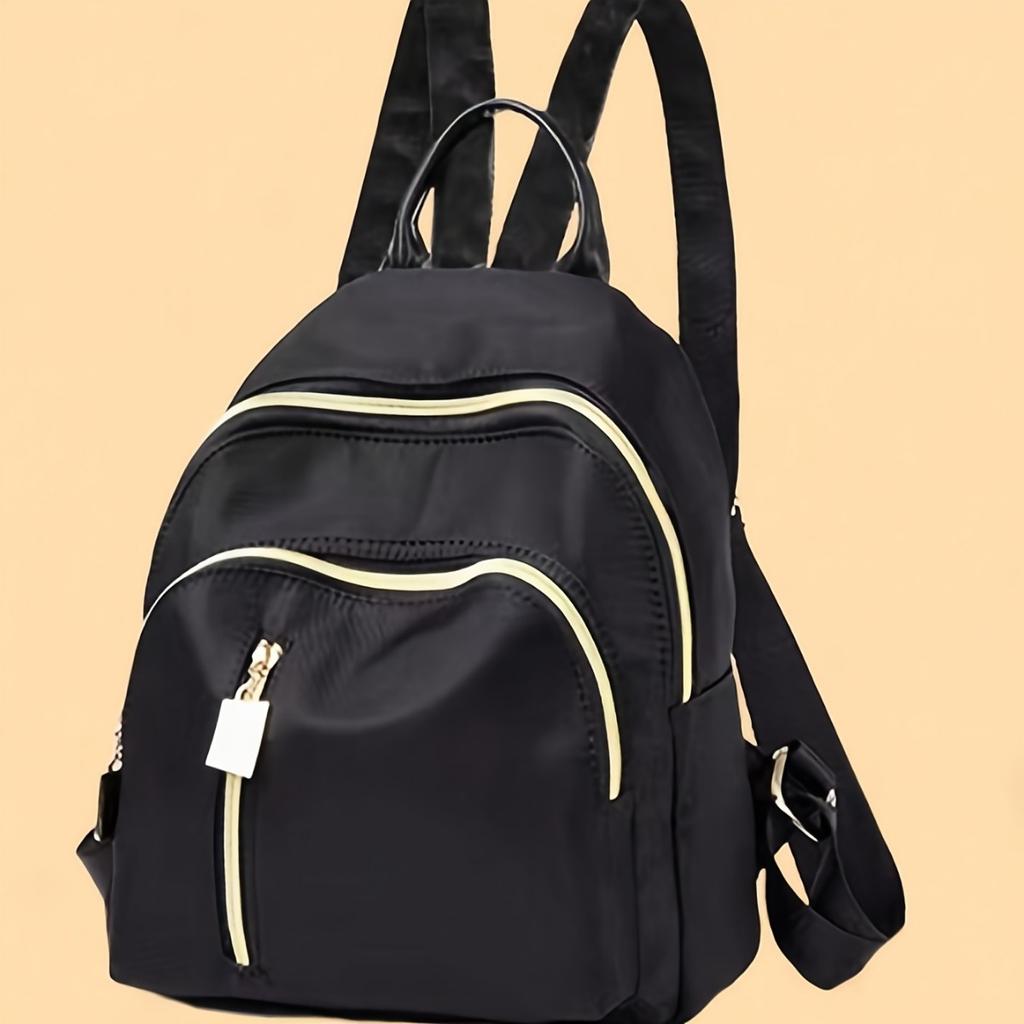Женский водонепроницаемый нейлоновый рюкзак - стильные молнии, несколько отделений, регулируемый плечевой ремень, повседневный студенческий стиль, дорожный рюкзак