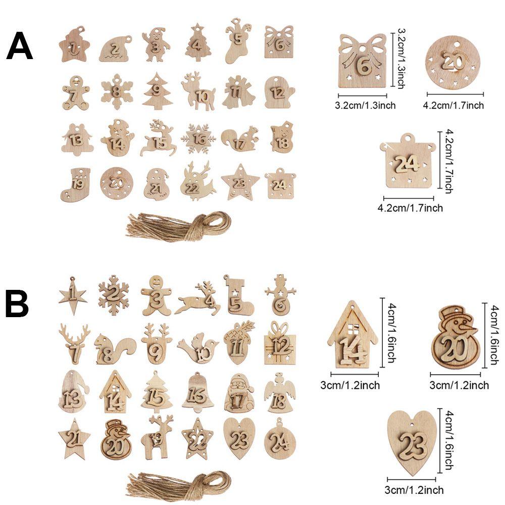 Gift Bags Decor Xmas Number Label Countdown Hanging Tags Christmas Advent Calendar Wooden Pendant