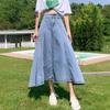 2025 Women's High Waist Slimming Midi Denim A-Line Skirt for Spring/Summer