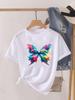 (Asian Size) Tee Top Butterfly Trend Women Clothing Casual Short Sleeve T Shirt Fashion Print Lady Female Graphic T-shirts