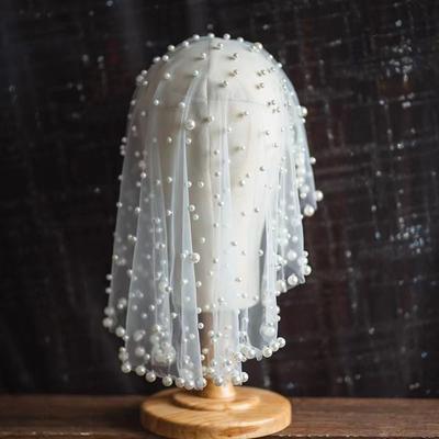 Французская фата для невесты Жемчуг Бусины Невеста Голова Марля Мода Свадебные фаты Свадебные аксессуары