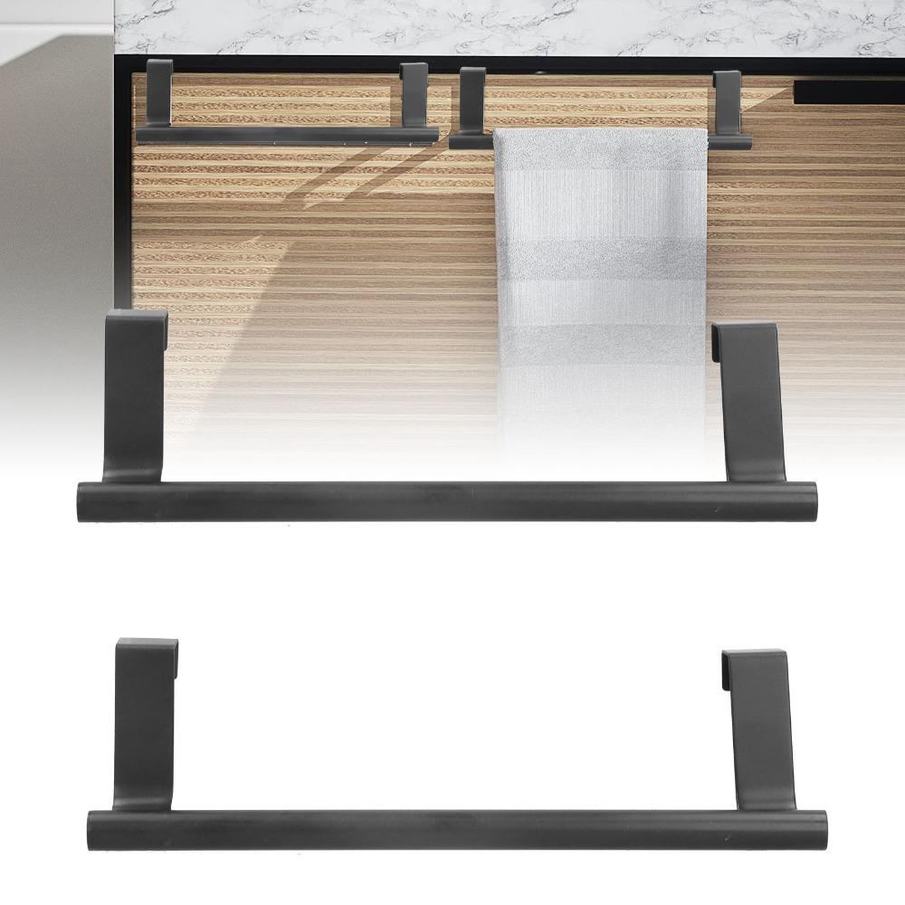 2 PCS Stainless Steel Towel Bar Black Over Door Towel Rack Home Dorm Hotel Apartment