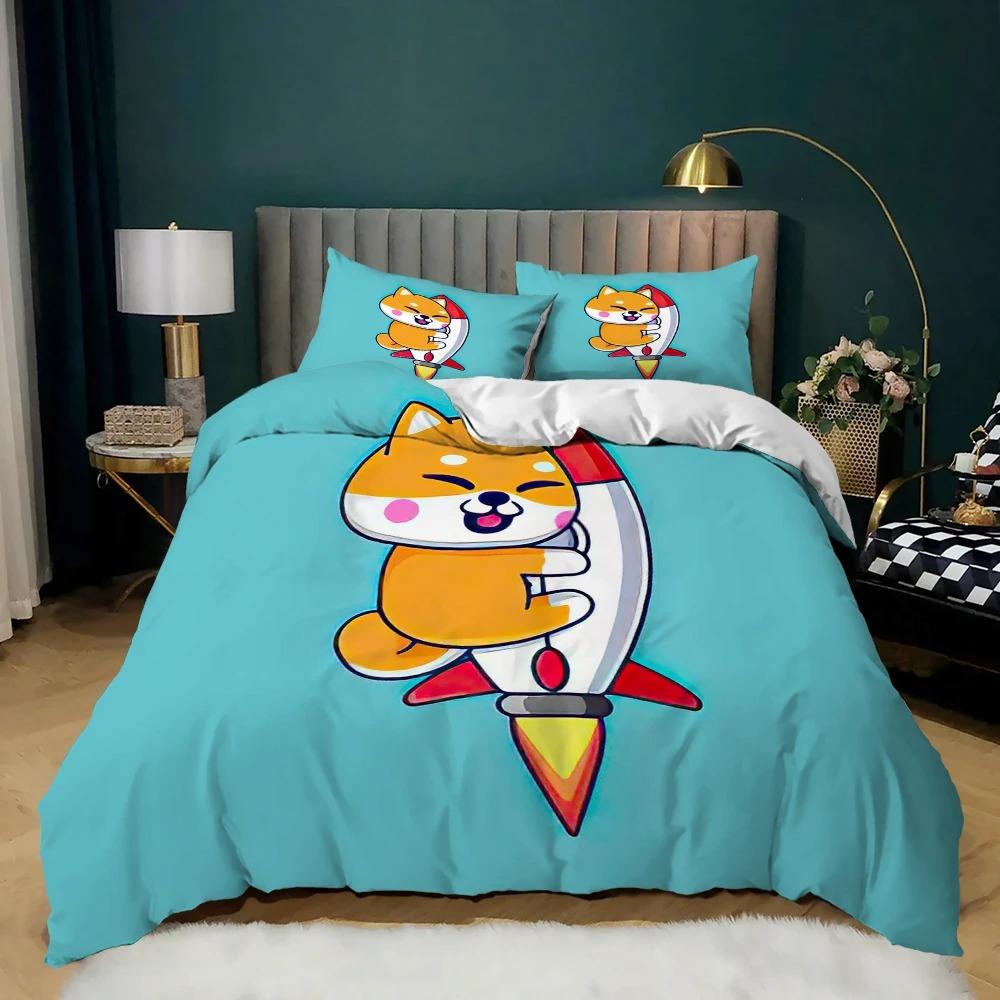 Мультяшное животное Пододеяльник Микрофибра Свинья Астронавт Красный Комплект постельного белья Космос Вселенная Животная тематика Король Покрывало