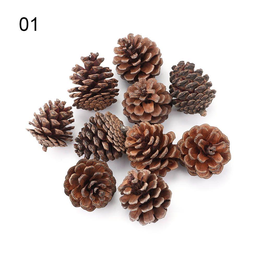 10Pcs Party Christmas Photo Props Dried Plants Natural Pine Cones Pinecone Xmas Tree Ornaments