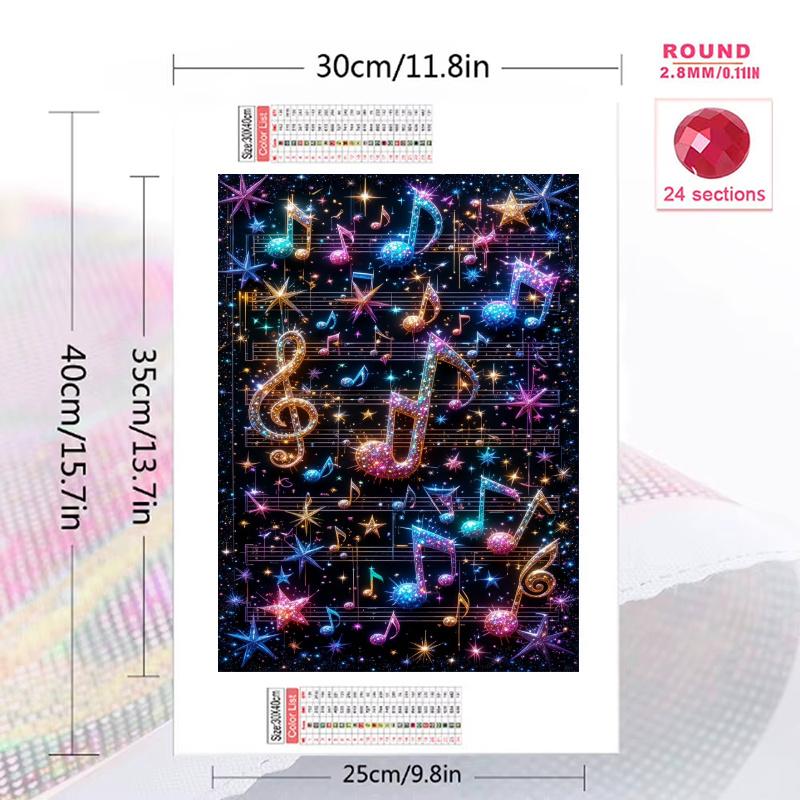 Music Note 100% Round Full Drill 5D DIY Diamond Painting Embroidery Cross Stitch Rhinestone Décor