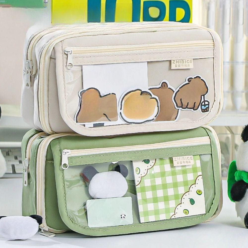 Многофункциональные пеналы Panda с передним карманом, сумка для хранения канцелярских принадлежностей, офисные принадлежности
