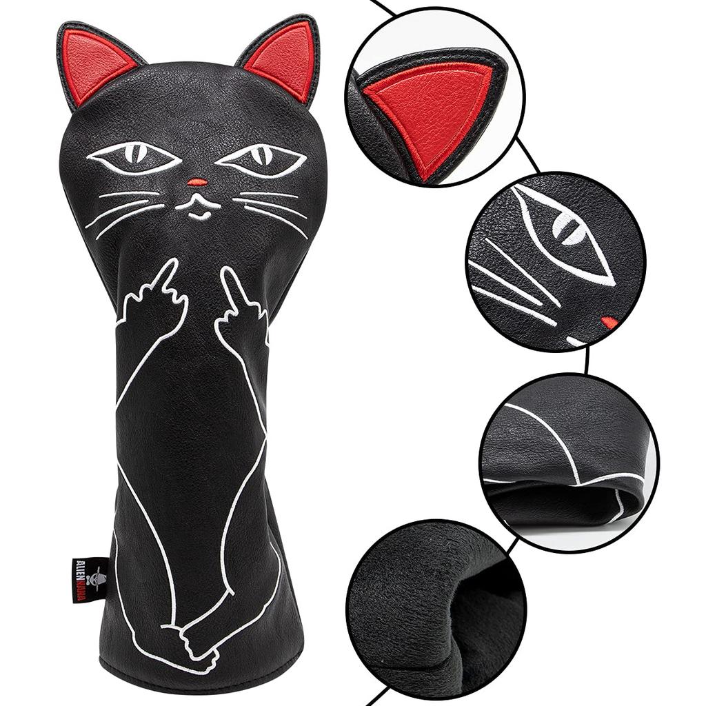 Чехол для головы клюшки для гольфа Чехол для гольфа из дерева Крутой дизайн для головы клюшки для гольфа Чехол для гольфа из дерева Чехол для водителя Aliennana Cute Cat (DR) Фэрвэй Вуд (FW), Утилита