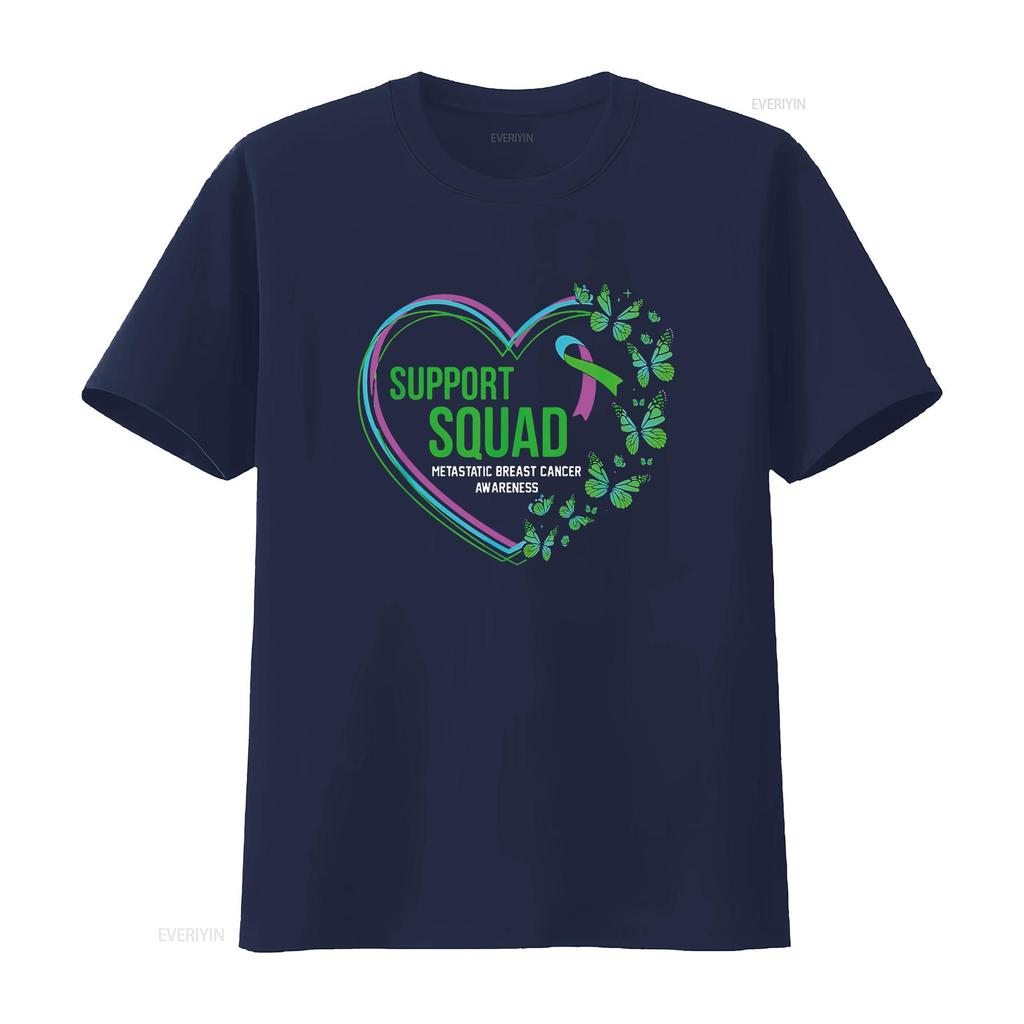 Womens Heart Support Squad Ribbon Metastatic Breast Cancer T Shirt Black Large vintage Washed Stretched streetwear Soft Stylish