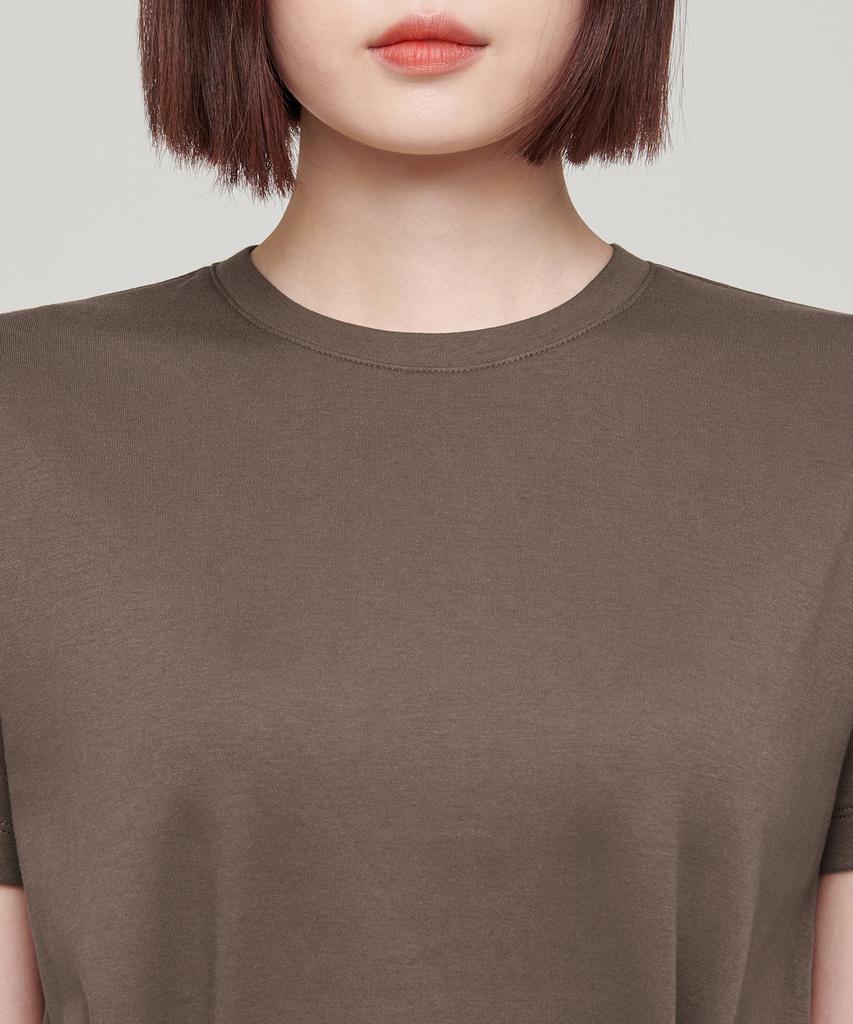 MUSINSA STANDARD WOMAN Женская базовая футболка с круглым вырезом [Коричневый ирис]