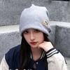 Thickened Plush Beanies Hats Coldproof Letter Pullover Hats Solid Color Warm Cap  Outdoor