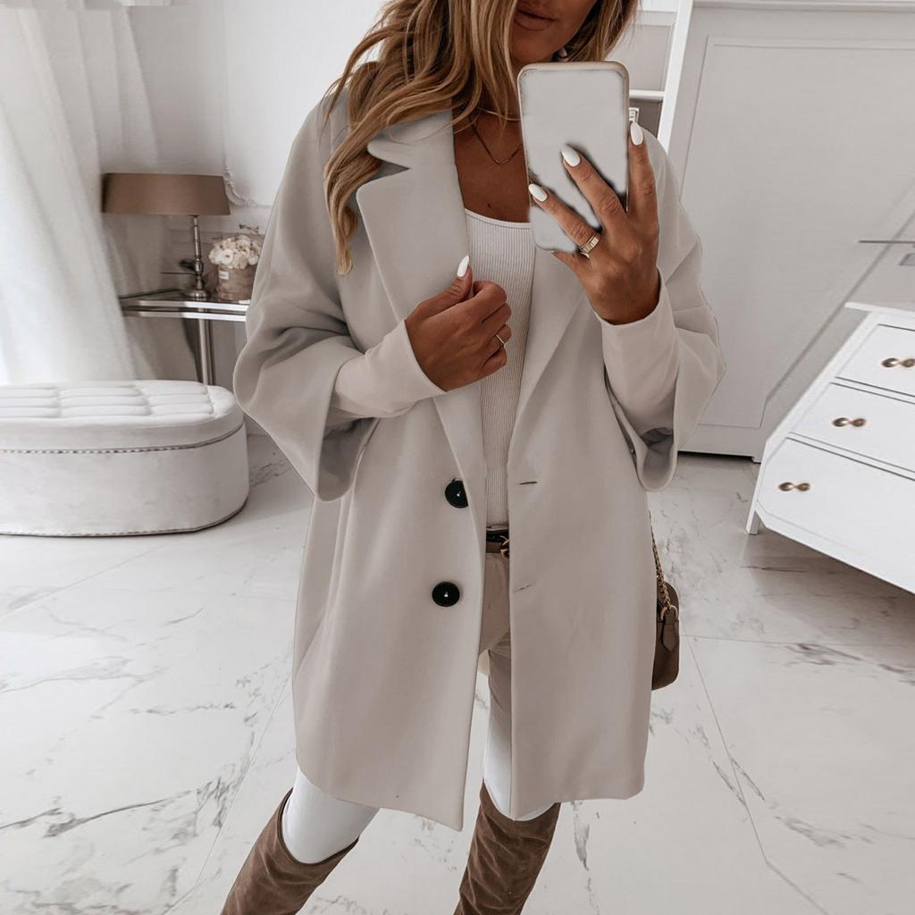 Женская Мода Свободный Повседневный И Зимний Рукав Семь Восьмых Пуговица Лацкан Карман Твидовый Пиджак