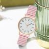 Women Watch Candy Color Quartz Watch Number Print Round Dial Color Matching Adjustable Stainless High Accuracy Decorative Lady Wristwatch