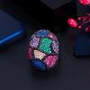 Кольцо CMM Chunky Statement Round Multicolor Cub Zirconia Big для помолвки и свадьбы серебристое регулируемое для женщин