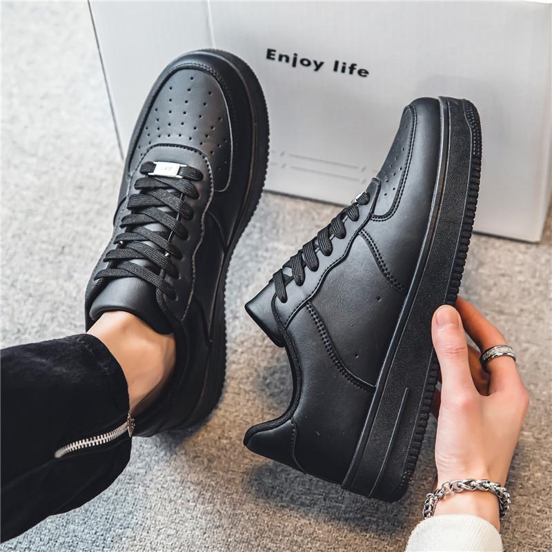 Men's Black Casual and Trendy Air Force Sports Shoes for Autumn and Winter