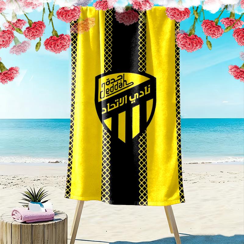 Al-Ittihad Club Logo Print Beach Towel, Large Soft Quick Dry Towel for Beach Camping Swimming