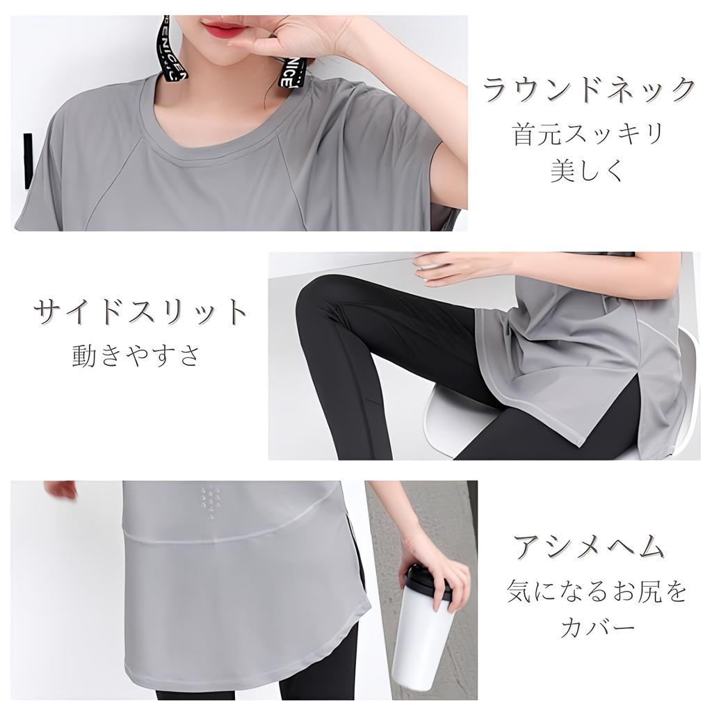 Vimare Yoga Short Long Loose Perfect for and Women's Top, Sleeve, Length, Flattering, Cute, Stylish, Fit, Sports, Pilates, Quick-Drying, Sweat-Wicking