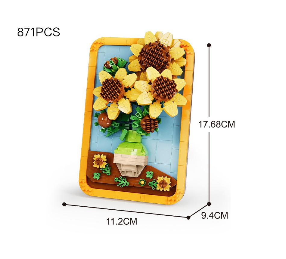 Idea Build Brick Artistic Creation Sunflower Scream Art 3D Painting Micro Diamond Block Cartoon Toy For Gift Desk Furniture
