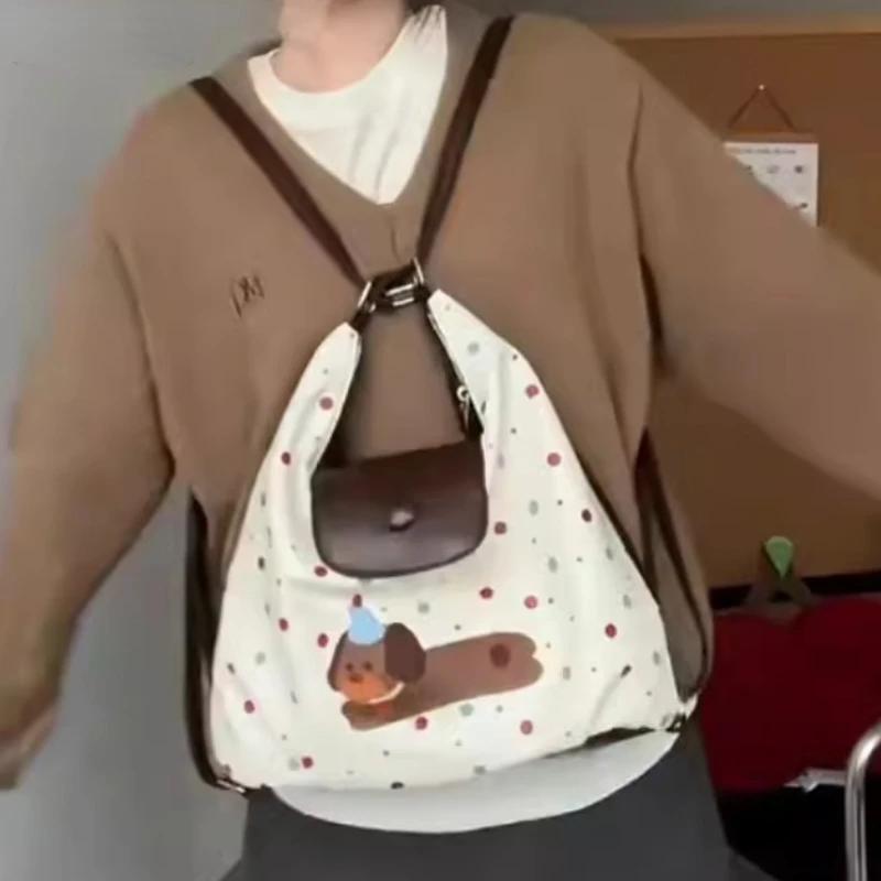 Женские милые рюкзаки Kawaii, роскошный дизайн, мультяшная собака, сумки через плечо в горошек, модные, шикарные, милые, эстетичные сумки через плечо Y2k