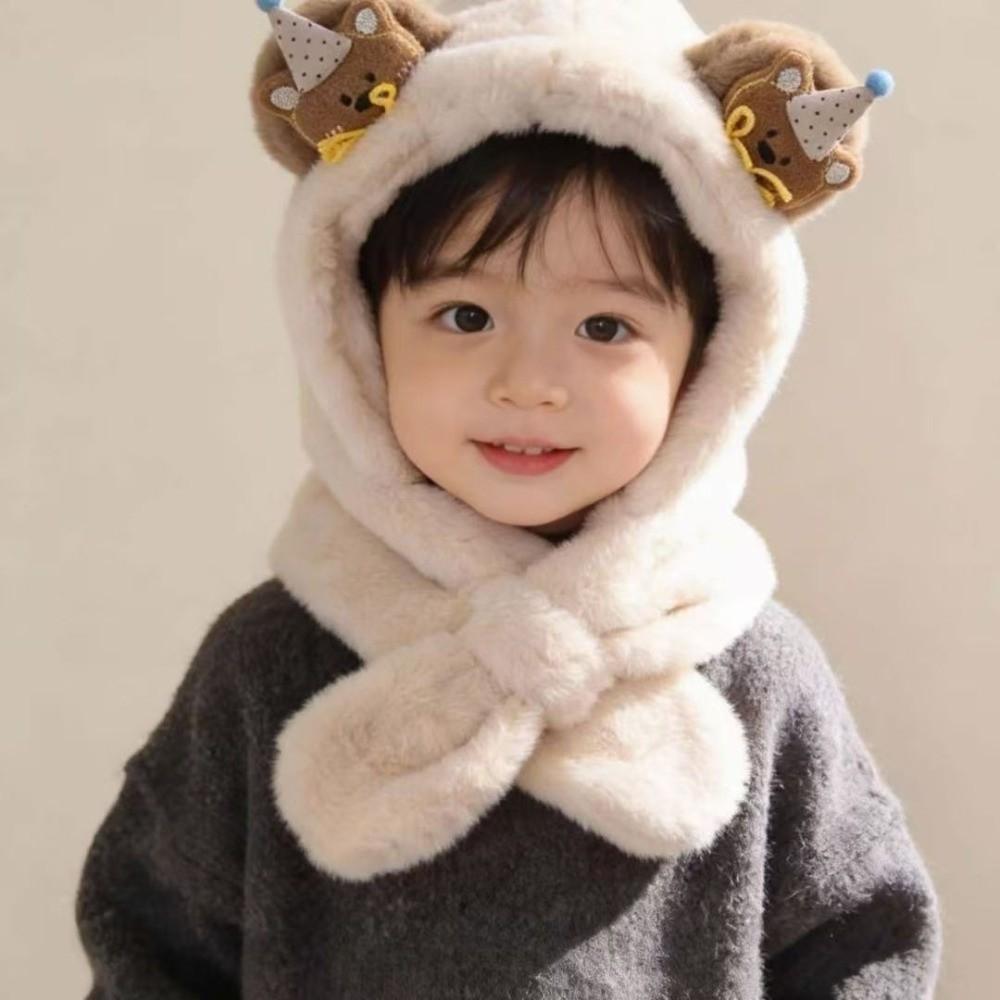Windproof Winter Baby Hat Thermal One-piece Pullover Hat Soft Kids Hat Hooded Scarf