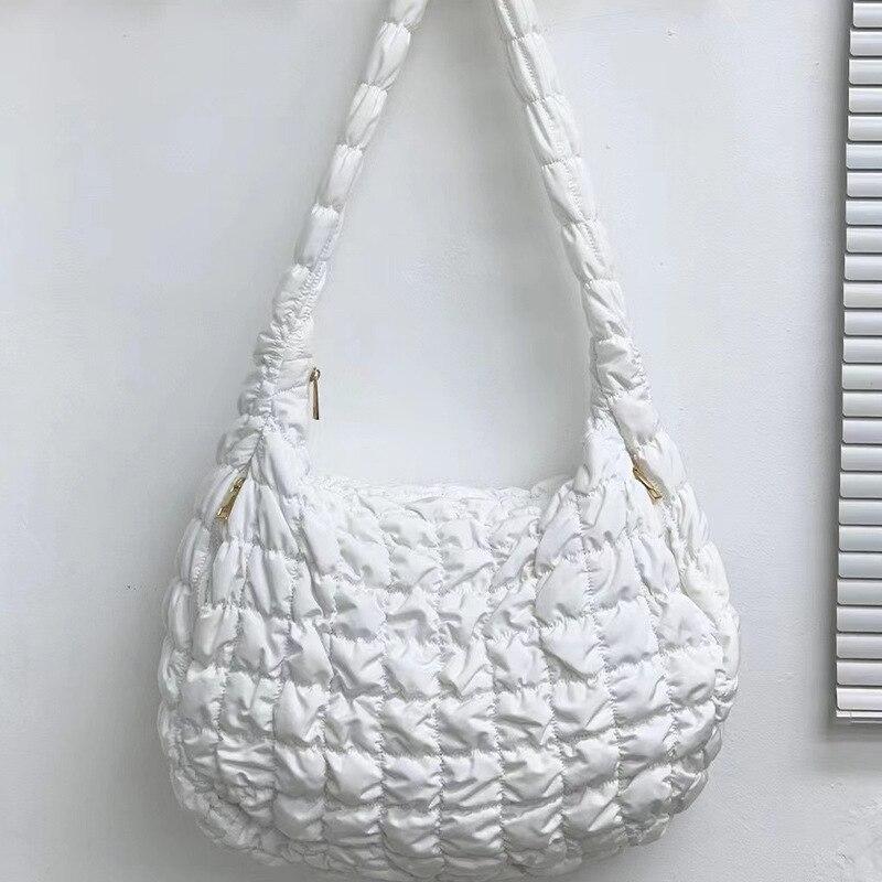 Большая стеганая нейлоновая сумка-тоут с эффектом пузыря для женщин, женская большая сумка с ручками, плиссированная хлопковая сумка через плечо, женская зимняя сумка-тоут, кошелек MIT