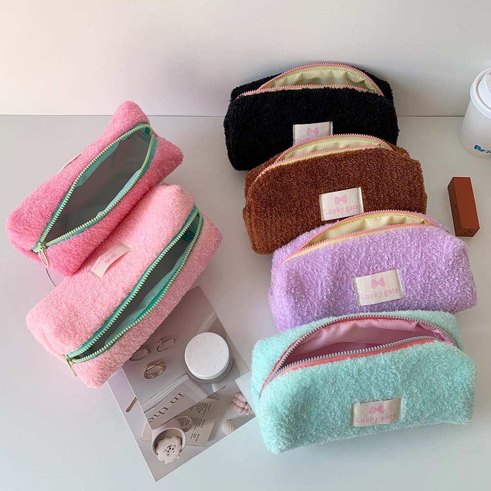 Органайзер для канцелярских принадлежностей, плюшевая сумка для канцелярских принадлежностей, пенал, косметичка, мягкая большая сумка для ручек, пенал