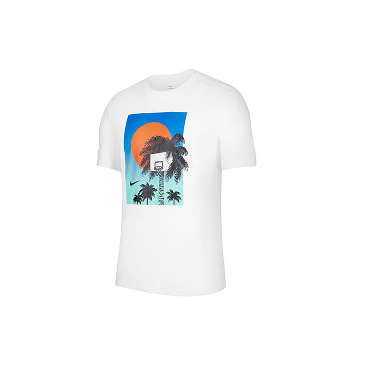 Nike T Shirts Men's White Crew Neck Moderate Straight Fit CV4823-100