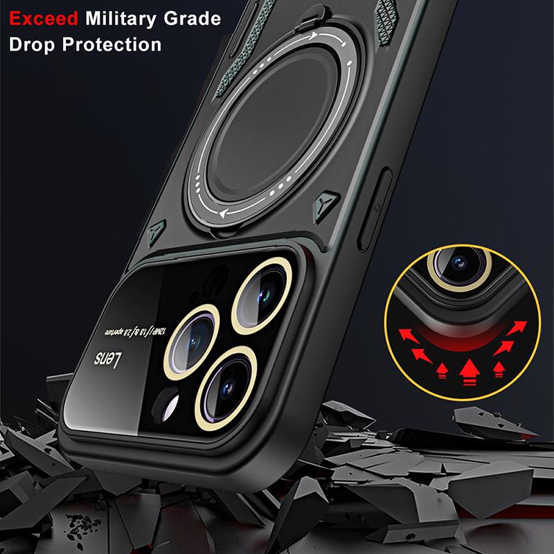 Матовый чехол Armor для iPhone 11 12 13 14 15 16 17 Pro Max 16 Pro Крышка Кольцо Магнитная Подставка Держатель Ударопрочный Чехол Coque Fundas