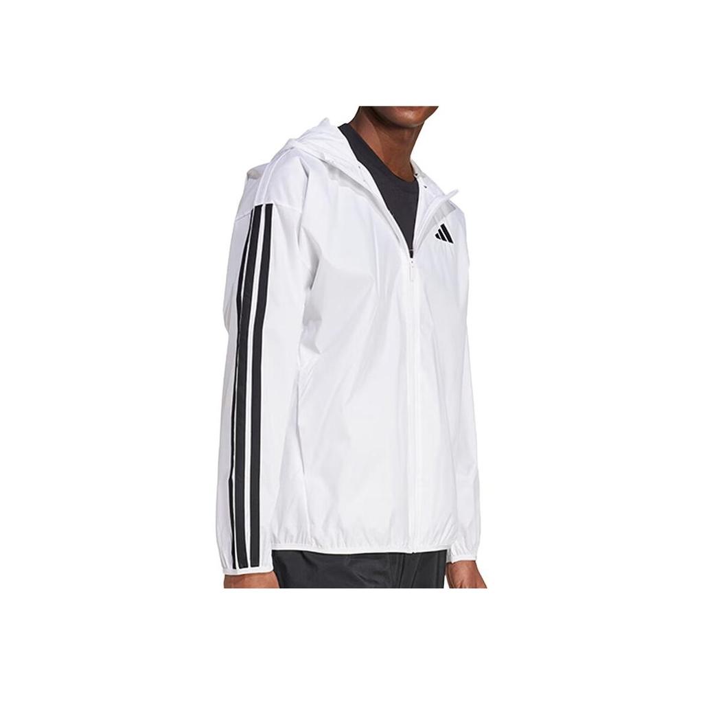 Adidas SS25 Удобная универсальная спортивная полосатая повседневная куртка мужская куртка белого цвета JF3682