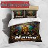 3pcs Duvet Cover Set (1*Duvet Cover + 2*Pillowcase, Without Core), Custom Name Iota Phi Theta Pattern Bedding Set, Home Bedroom Decor Gift