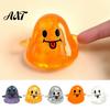 Spooky Ghost Toy Halloween Squeeze Toy, Glitter Stress Relief Office Desk Relievers Tongue-out Sensory Fidget for Home School Stretchable