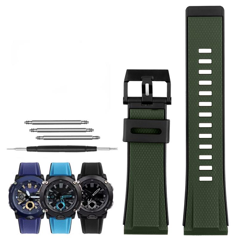 Для часов Casio G-SHOCK ремешок GA-2000 GA2000 ga2200 водонепроницаемый спортивный смола силикон цепочка для часов Ремешок Черный Синий Красный 24мм