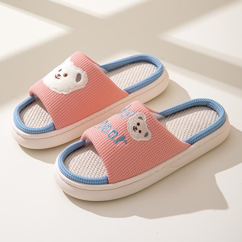 Модные теплые новые тапочки-лягушки для женщин Kawaii пушистые летние льняные тапочки на платформе женские мультяшные домашние толстые тапочки забавная обувь