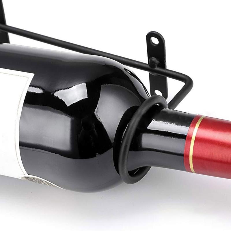 6pcs Iron Wine Bottle Rack Wall Mounted Wine Display Holder for Kitchen Bar Home Decoration Single Champagne Storage