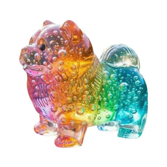 Юшэн Цветные Стеклянные Украшения Собаки Радужный Градиент Фигурки Щенков Декоративная Скульптура Собаки Подарок на Праздники Дни Рождения