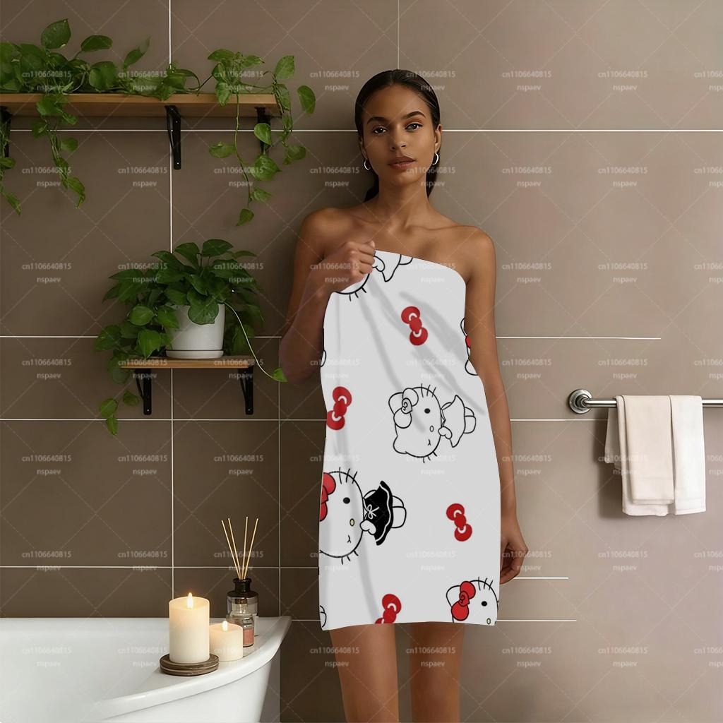 Пляжное полотенце Hello Kitty, Милое полотенце из микрофибры с мультяшным принтом, Быстросохнущее, Не собирающее песок, Полотенце для плавания на лето, для пляжа, бассейна, Идеальный подарок