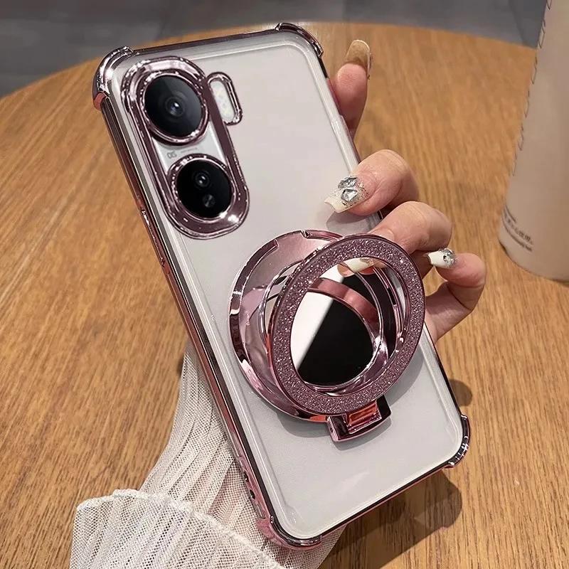 Чехол-подставка с магнитом и блестками-зеркалом для POCO X7 F7 PRO Для Xiaomi POCO X7 F7 X6 F6 M6 Pro 4G Покрытие Ударопрочный Мягкая задняя крышка