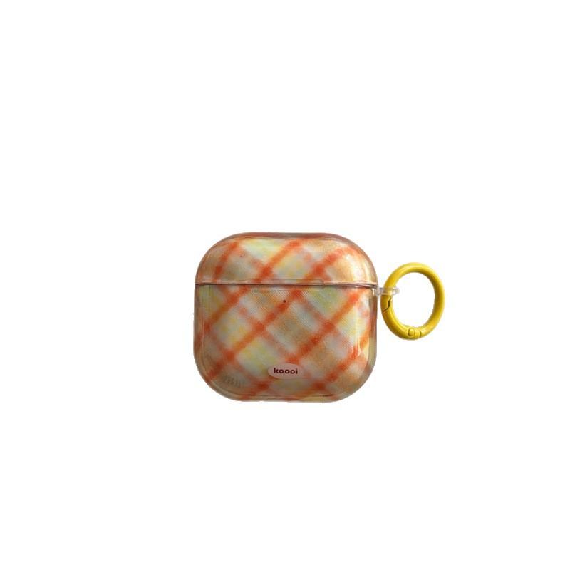 INS semi-transparent orange plaid AirPods 1 generation bluetooth headset case for AirPods 1 generation pro1 generation