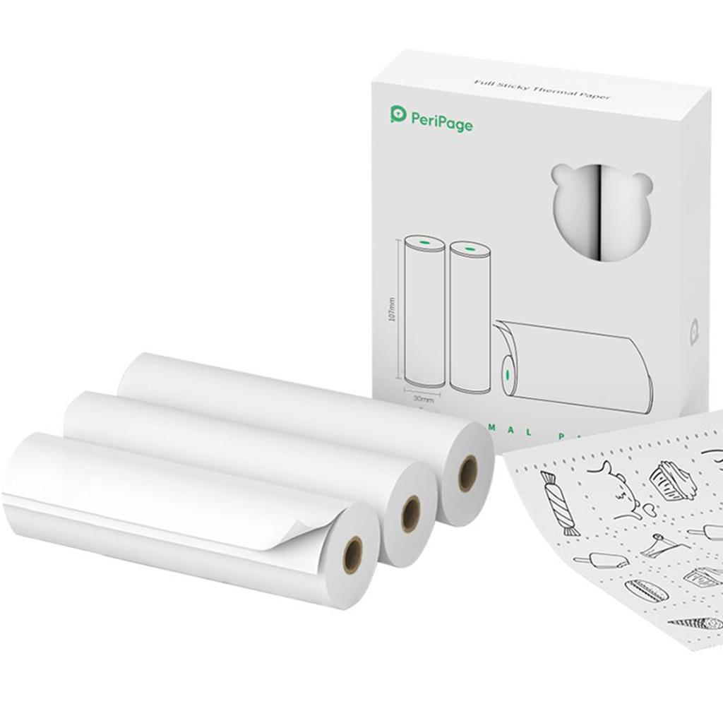 PeriPage 107 x 30 мм, рулон наклеек для печати, самоклеящаяся термобумага, не содержащая BPA, липкая бумага