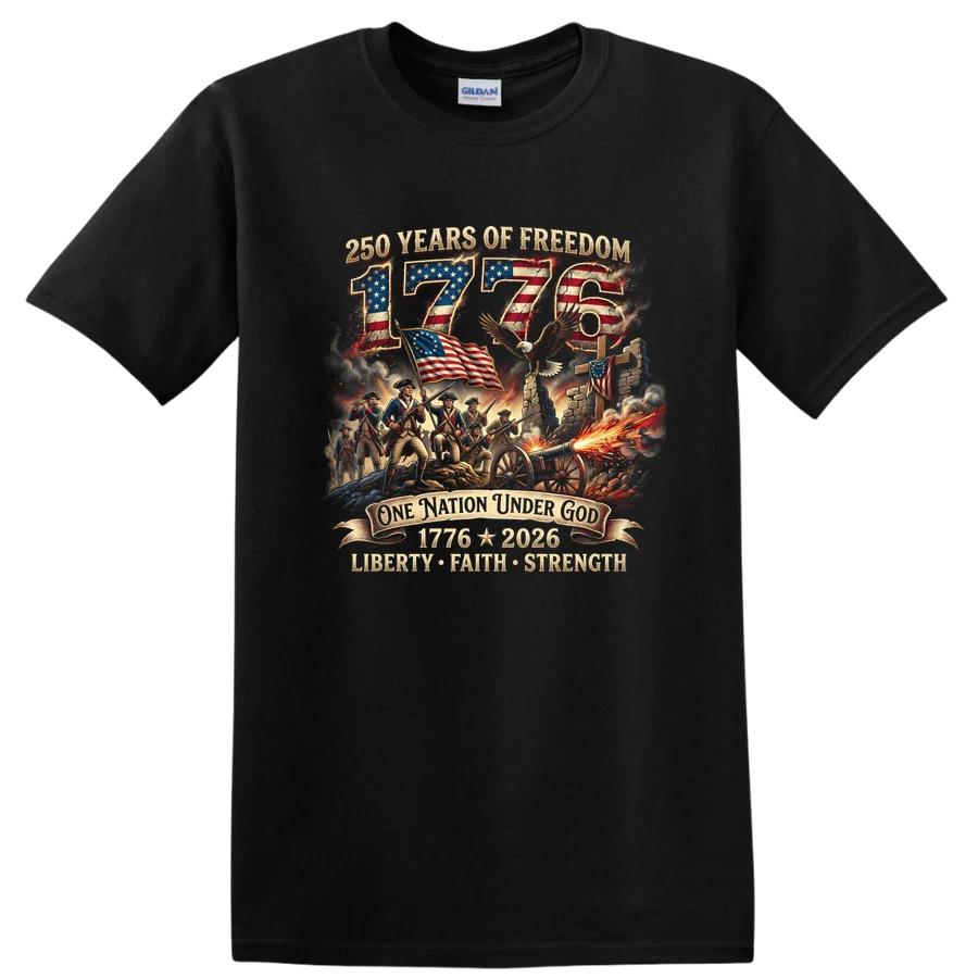1776 250 Years of Freedom Anniversary T Shirt One Nation Under God Tee