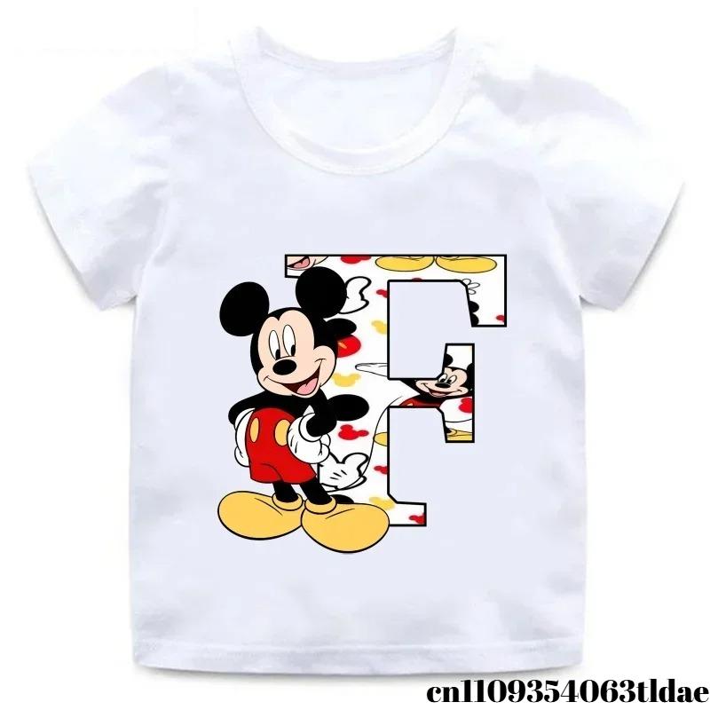Mickey Mouse AZ Alphabet Print Kids Cotton TShirt Girls Boys TShirt Summer Childrens Top