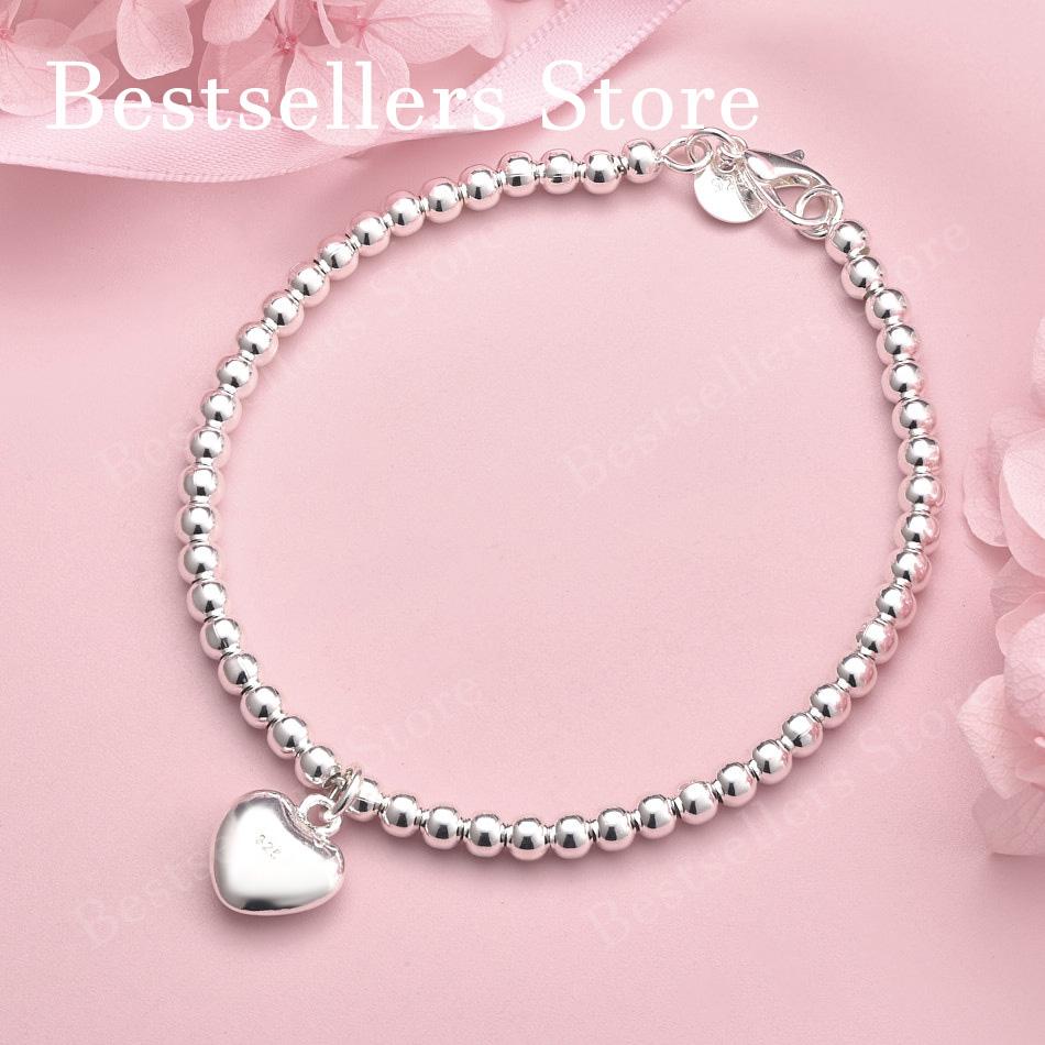 925 sterling silver 8-inch exquisite heart-shaped bracelet for ladies' elegant wedding party jewelry accessories