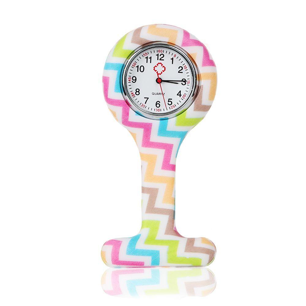 Unisex Silicone Multi Colors Lapel Watches with Second Hand Fob Nurse Watch Nursing Clip On