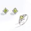 Light Luxury Silver Earrings & Ring Set for Lady Natural Peridot August Birthstone Fine Jewelry Proposal Dating Gift