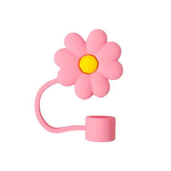Silicone Straw Cap 10mm/0.4in Flower Shape Dust-Proof Insect-Proof Reusable Straw Tips Lids Funny Cartoon Tumbler Straw