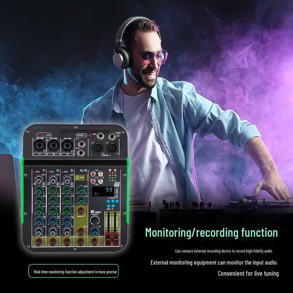 5-Channel Mixer with 99 DSP Digital Effects, Perfect for KTV Recording Studio Reverberation.