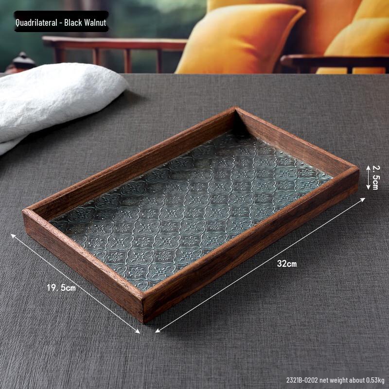 Новый китайский стиль Поднос для сервировки из массива дерева и стекла бегонии