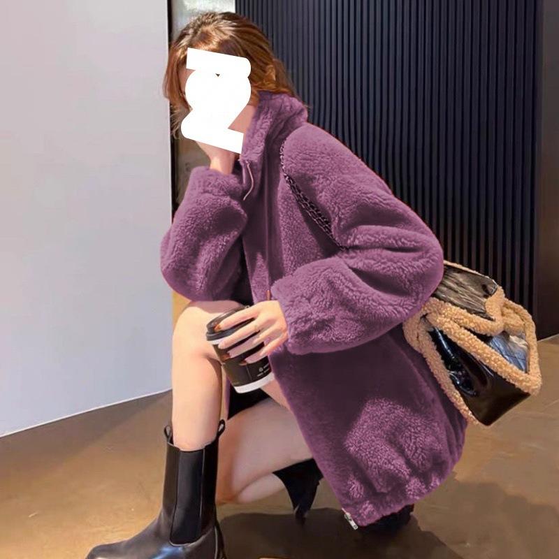 Женские модные зимние пальто с бархатом и утолщенным двусторонним бархатным воротником-стойкой, теплая толстовка для женщин, кардиган на молнии, флис для женщин