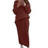 Fall Winter Lazy Wind Loose High Collar Pullover Sweater Suit Women's Solid Color Long Sleeve Knit Hip Skirt Two Piece Set