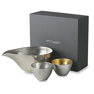 Чашка для сакэ Nousaku, чаша для сакэ, 2 куска золота, большая жестяная банка с одним горлышком, набор, олово, лист,