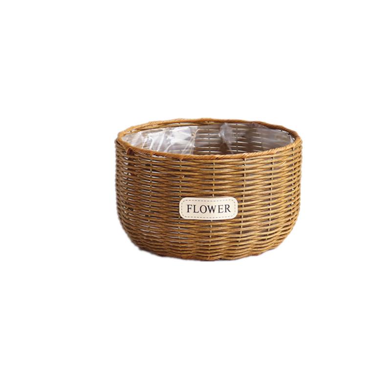 Handmade Pastoral Woven Rattan Flower Basket for Creative Arrangements and Succulent Decorations